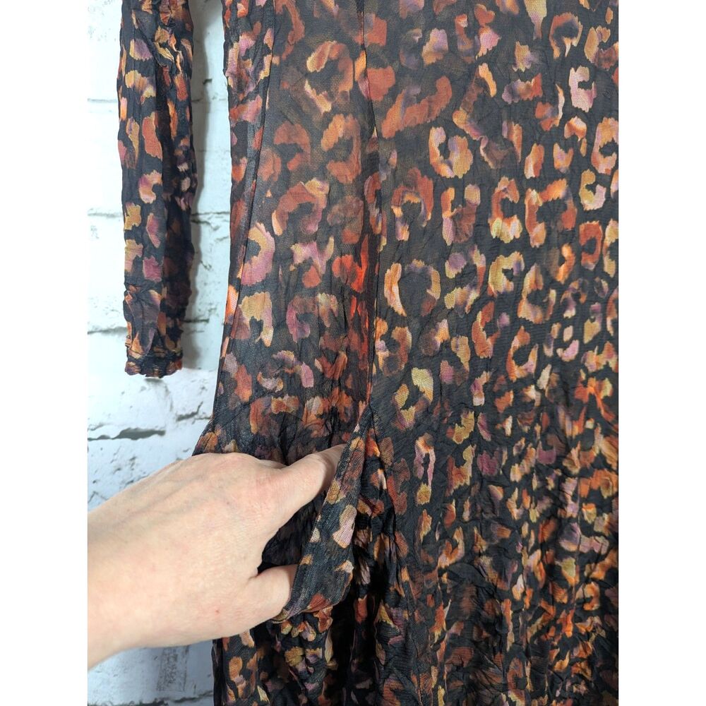 LISA BAYNE Crinkle Mesh Asymmetrical Semi-Sheer Dress Lagenlook Artsy Layer XS - Picture 3 of 6